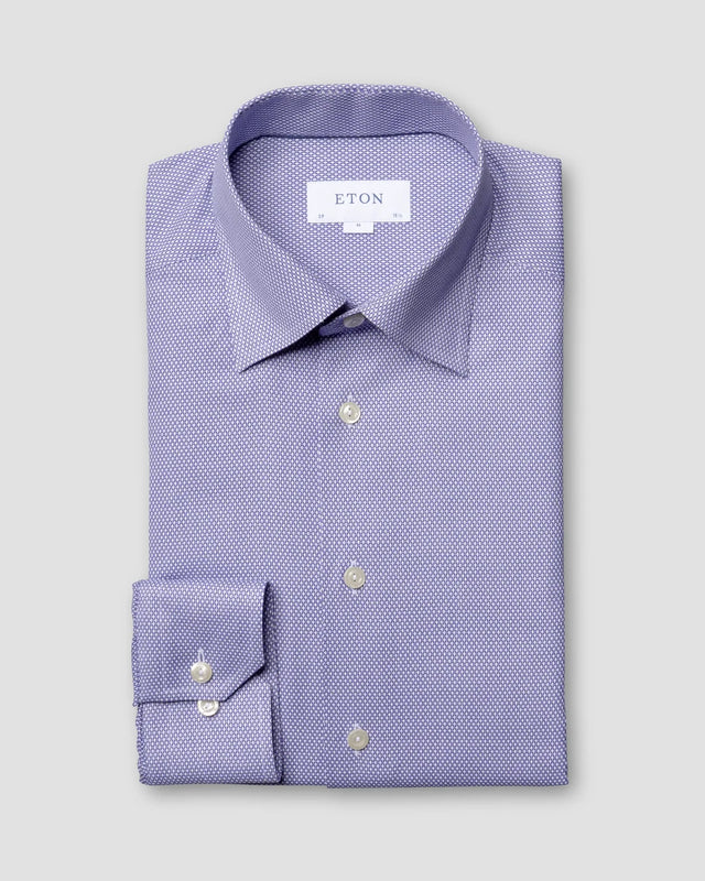Blue Eton dobby shirt - Eton
