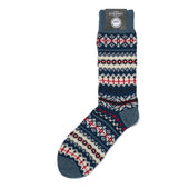Blue Festive Pattern Merino Wool Socks