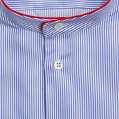 Fine Bengal Stripe Cotton Twill Nightshirt With Red Piping