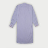 Fine Bengal Stripe Cotton Twill Nightshirt With Red Piping