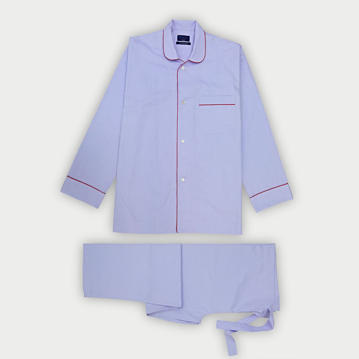 Fine Twill Sea Island Quality Cotton Pyjamas With Red Piping