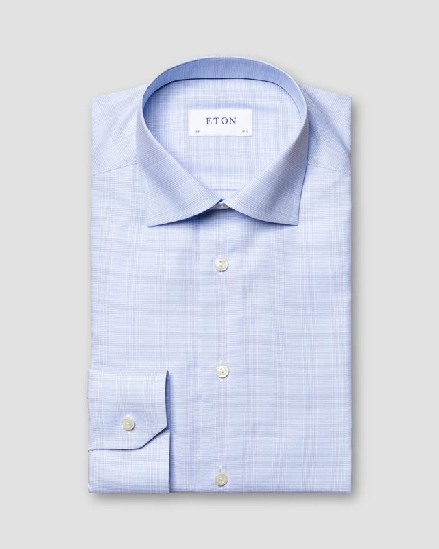 Blaues Hemd aus feinem Twill - Eton