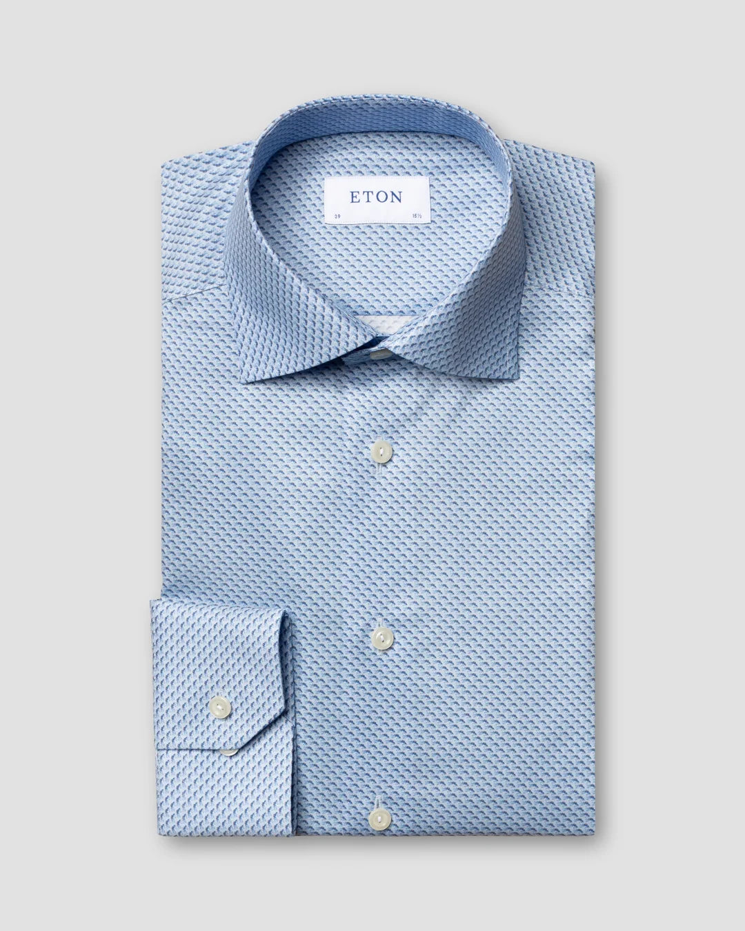 Fish Print Signature Twill Shirt Eton