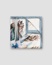 Blue Floral Print Silk Pocket Square