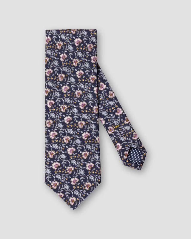 Blaue Seidenkrawatte mit floralem Print