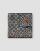 Blue Geometric Print Fuji Silk Pocket Square