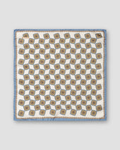 Blue Geometric Print Panama Silk Pocket Square