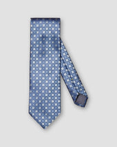 Blaue Seidenkrawatte mit geometrischem Muster