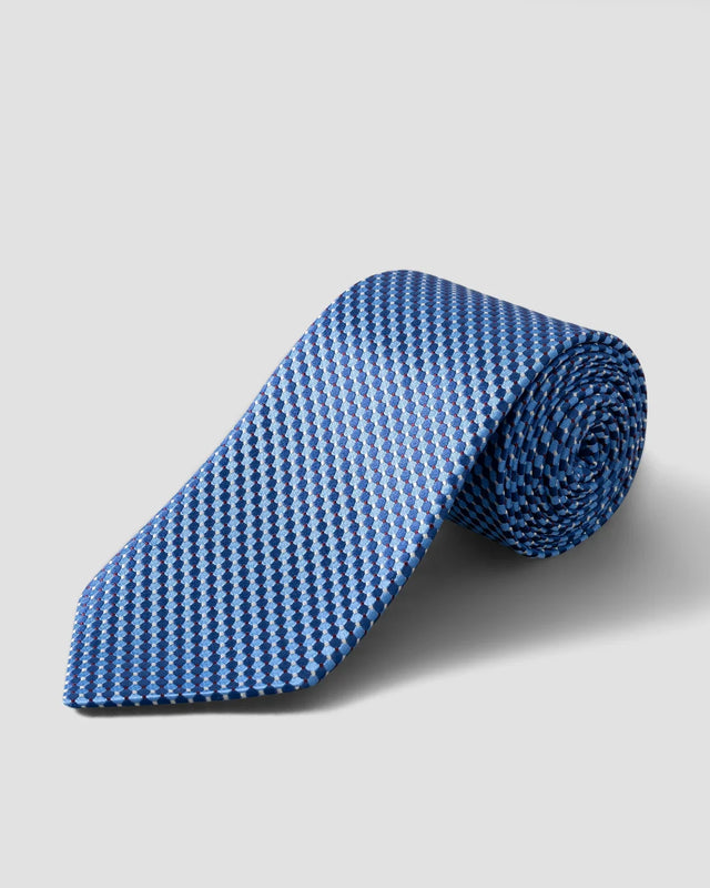 Blaue Seidenkrawatte mit geometrischem Muster - Eton