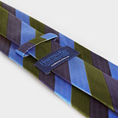 Green Navy Block Stripe Silk Tie