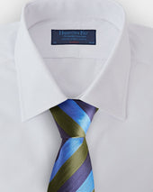 Green Navy Block Stripe Silk Tie