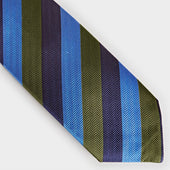 Green Navy Block Stripe Silk Tie