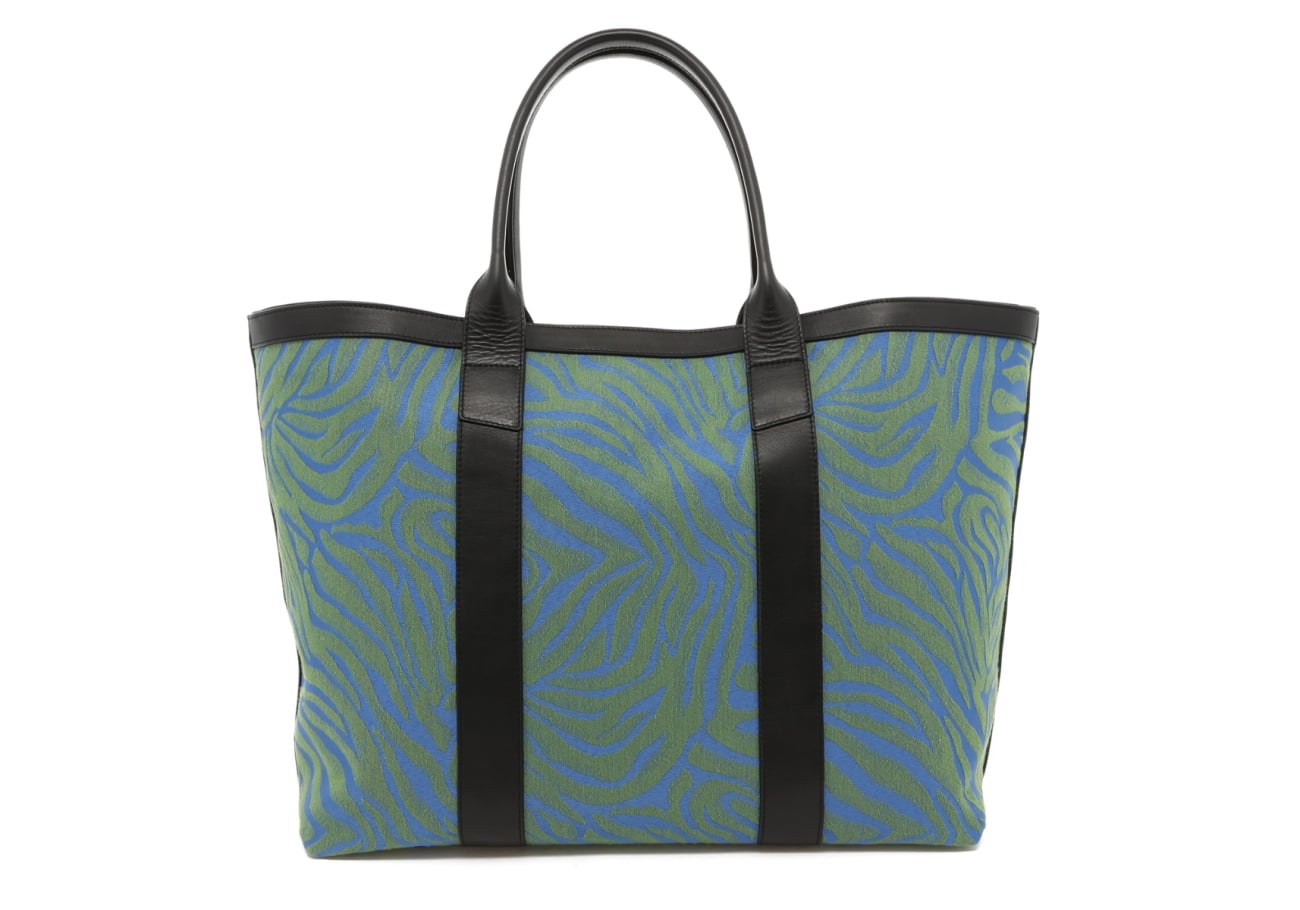 Signature Working Tote Blue Green Animal Print Trim