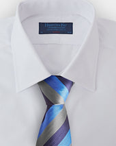 Grey Navy Block Stripe Silk Tie