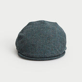 Blue Herringbone Wool Flat Cap