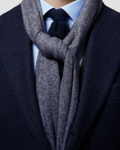 Blue Herringbone Wool Scarf
