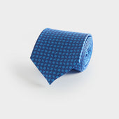 Blue Interlocking Links Printed Silk Tie