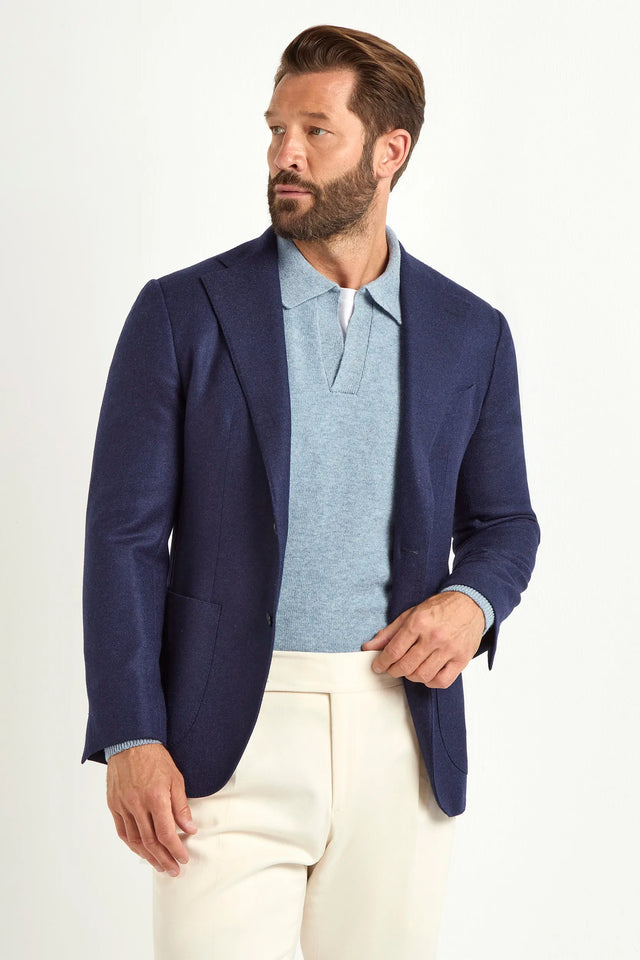 Blue jacket in wool and cashmere - Made in Italy