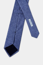 Blue linen and silk tie - Made in Italy