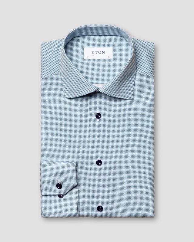 Blaues Signature-Popelinhemd mit Medaillon-Print - Eton