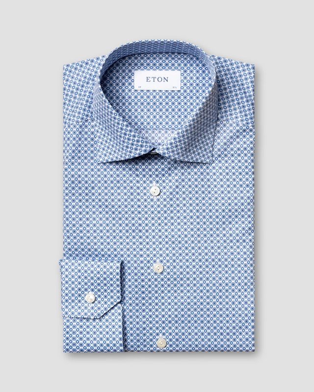 Blaues Hemd mit Medaillon-Print - Eton