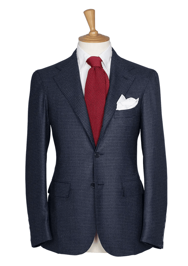 Blue Houndstooth Unstructured Blazer