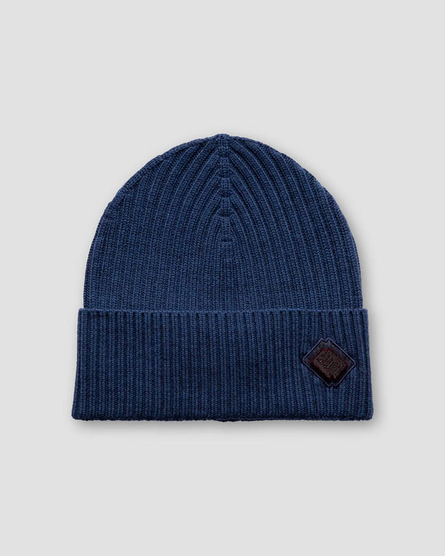 Blaue Beanie aus Merinowolle