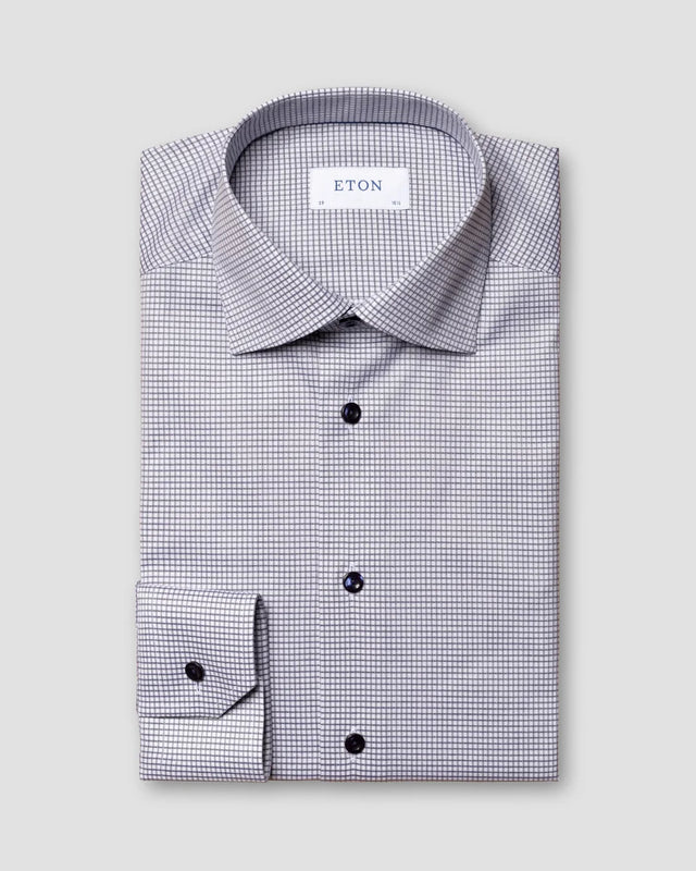 Blaues Microcheck-Stretch-Hemd - Eton