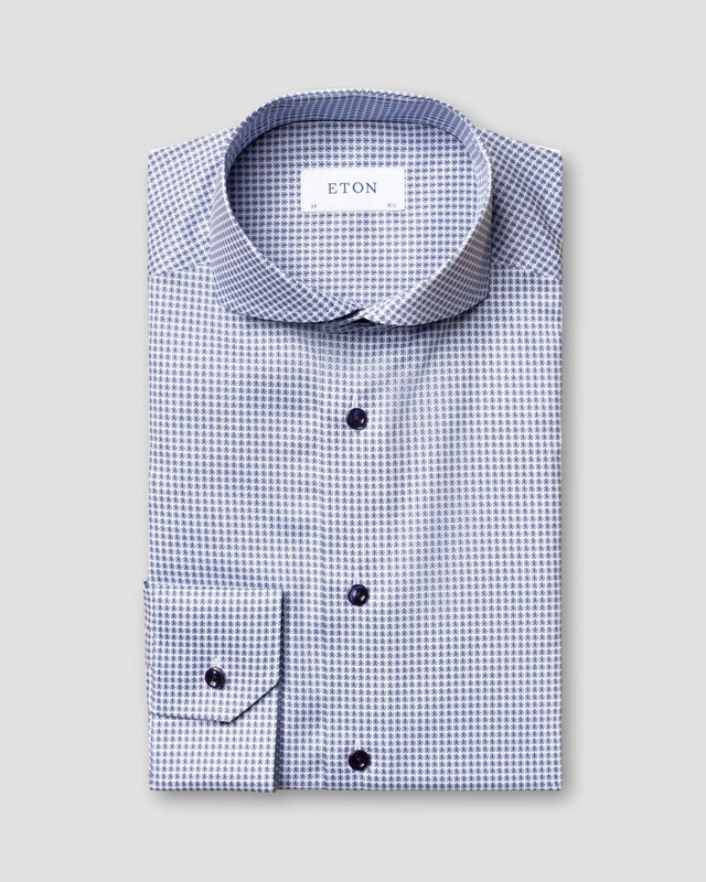 Blaues Hemd mit kleinem Blumenmuster - Eton