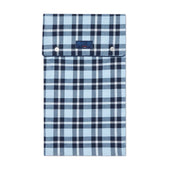 Navy Check Brushed Cotton Gown With Navy Piping