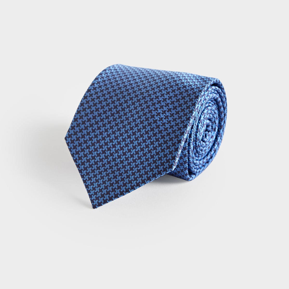 Navy Houndstooth Silk Tie
