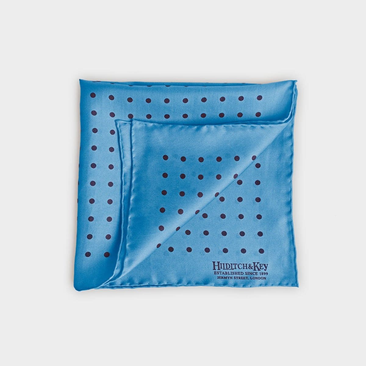 Navy Medium Spot Silk Pocket Square