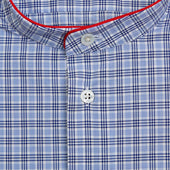 Navy Overcheck Cotton Nightshirt With Red Piping