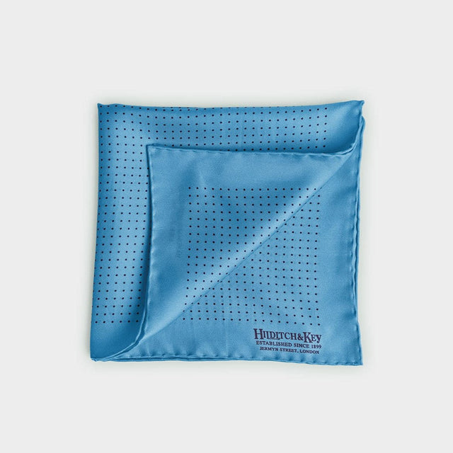 Blue & Navy Small Spot Silk Pocket Square