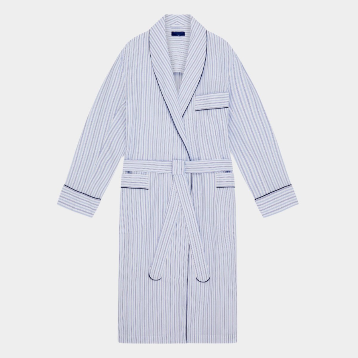 Navy White Striped Cotton Gown