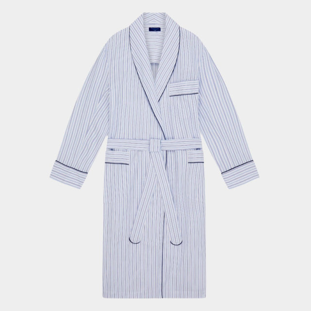 Blue, Navy & White Striped Cotton Gown