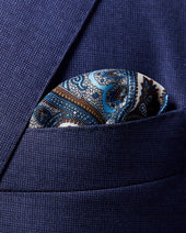 Blue Paisley Print Pocket Square