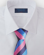 Pink Navy Block Stripe Silk Tie