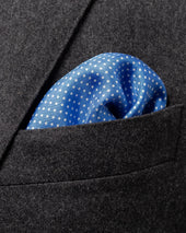 Blue Polka Dots Silk Pocket Square