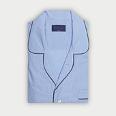 Prince Of Wales Check Cotton Pyjamas With Navy Piping