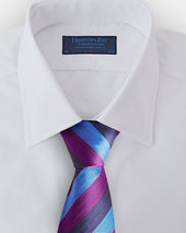 Purple Navy Block Stripe Silk Tie