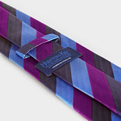 Purple Navy Block Stripe Silk Tie