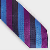 Purple Navy Block Stripe Silk Tie