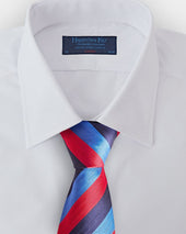 Red Navy Block Stripe Silk Tie