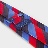 Red Navy Block Stripe Silk Tie
