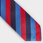 Red Navy Block Stripe Silk Tie