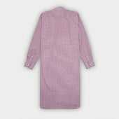 Red Overcheck Cotton Nightshirt With Navy Piping