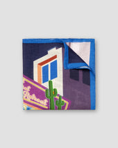 Blue Rest, Relax, Retreat Print Silk Pocket Square