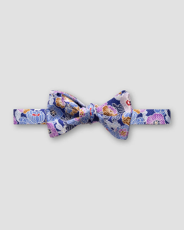 Blaue Schleife mit Retro-Blumen-Print - zum Selber