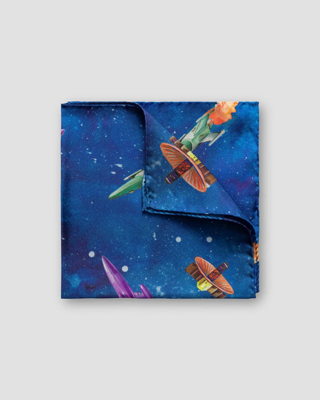 Blue Retro-Future Pocket Square